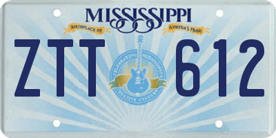 MS license plate ZTT612