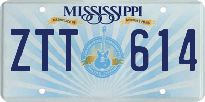 MS license plate ZTT614