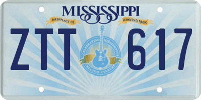 MS license plate ZTT617