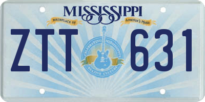 MS license plate ZTT631