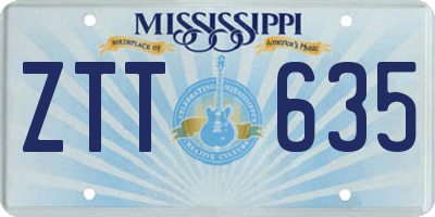 MS license plate ZTT635