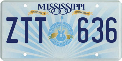 MS license plate ZTT636