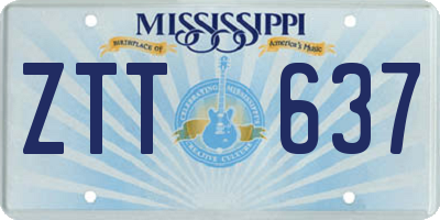MS license plate ZTT637