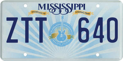MS license plate ZTT640