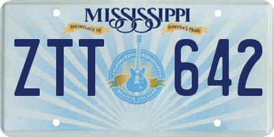 MS license plate ZTT642