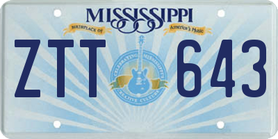 MS license plate ZTT643