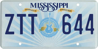MS license plate ZTT644