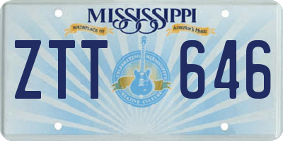 MS license plate ZTT646