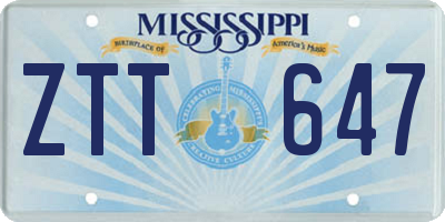MS license plate ZTT647