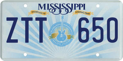 MS license plate ZTT650