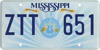 MS license plate ZTT651