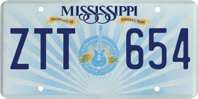 MS license plate ZTT654