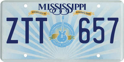 MS license plate ZTT657