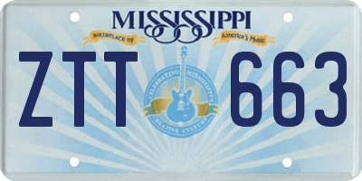 MS license plate ZTT663
