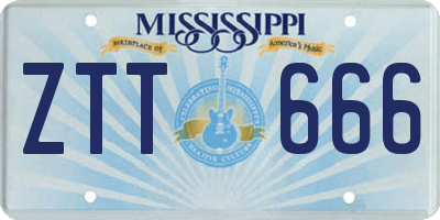 MS license plate ZTT666