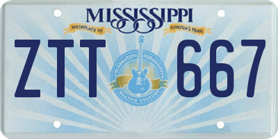 MS license plate ZTT667