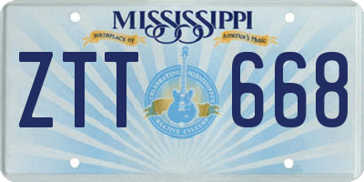 MS license plate ZTT668