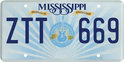 MS license plate ZTT669