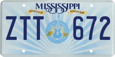 MS license plate ZTT672
