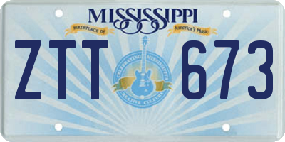 MS license plate ZTT673