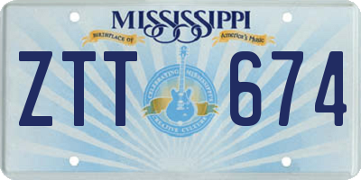 MS license plate ZTT674