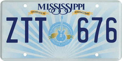 MS license plate ZTT676