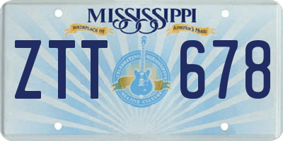 MS license plate ZTT678
