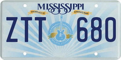 MS license plate ZTT680