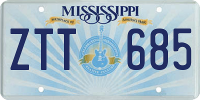 MS license plate ZTT685