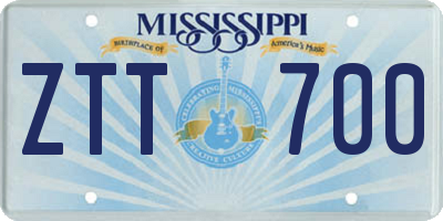 MS license plate ZTT700