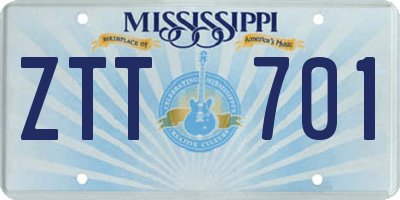 MS license plate ZTT701