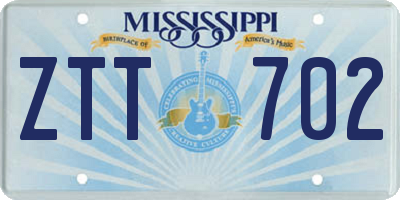 MS license plate ZTT702