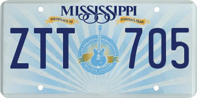 MS license plate ZTT705