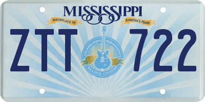 MS license plate ZTT722