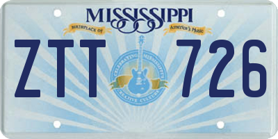 MS license plate ZTT726