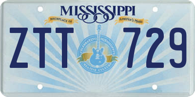 MS license plate ZTT729