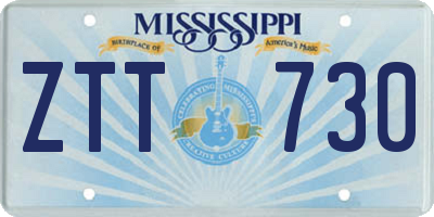 MS license plate ZTT730