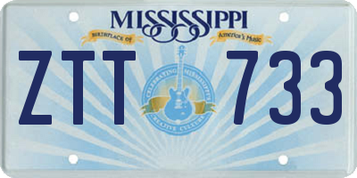 MS license plate ZTT733