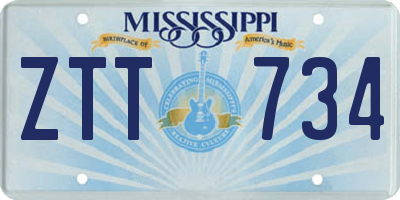 MS license plate ZTT734