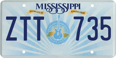 MS license plate ZTT735