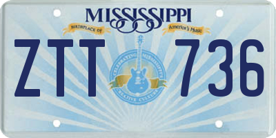 MS license plate ZTT736