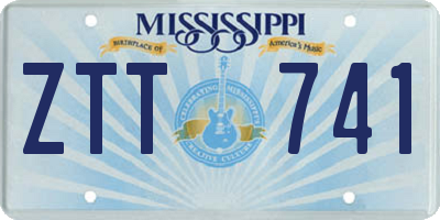 MS license plate ZTT741