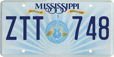 MS license plate ZTT748