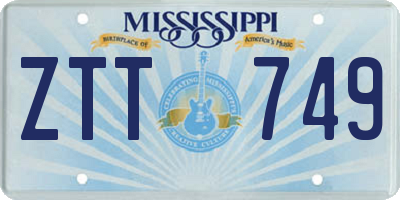 MS license plate ZTT749