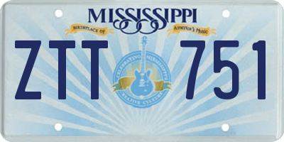MS license plate ZTT751