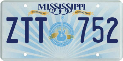MS license plate ZTT752