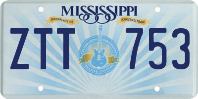 MS license plate ZTT753