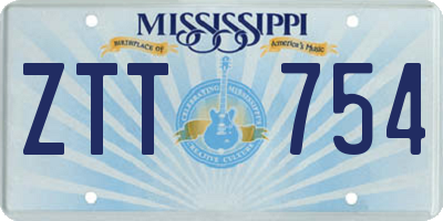 MS license plate ZTT754