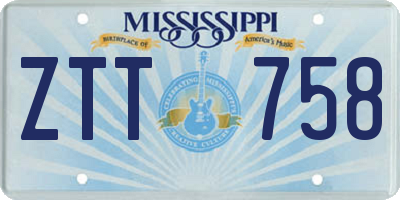 MS license plate ZTT758