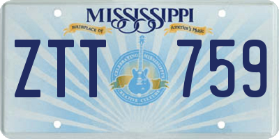 MS license plate ZTT759